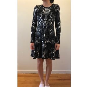 Black geometric knit dress